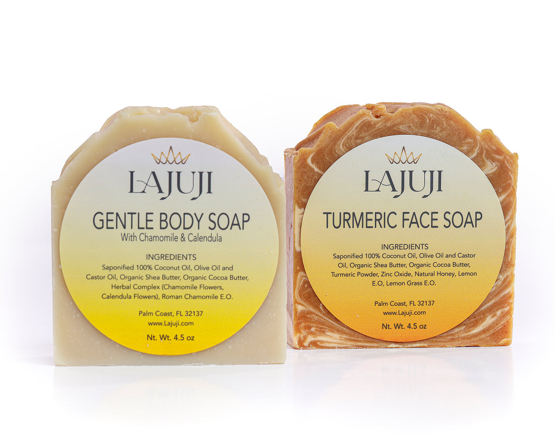 Duo Soap Set (Turmeric Facial Soap + Gentle Body Soap)-Lajuji Skincare