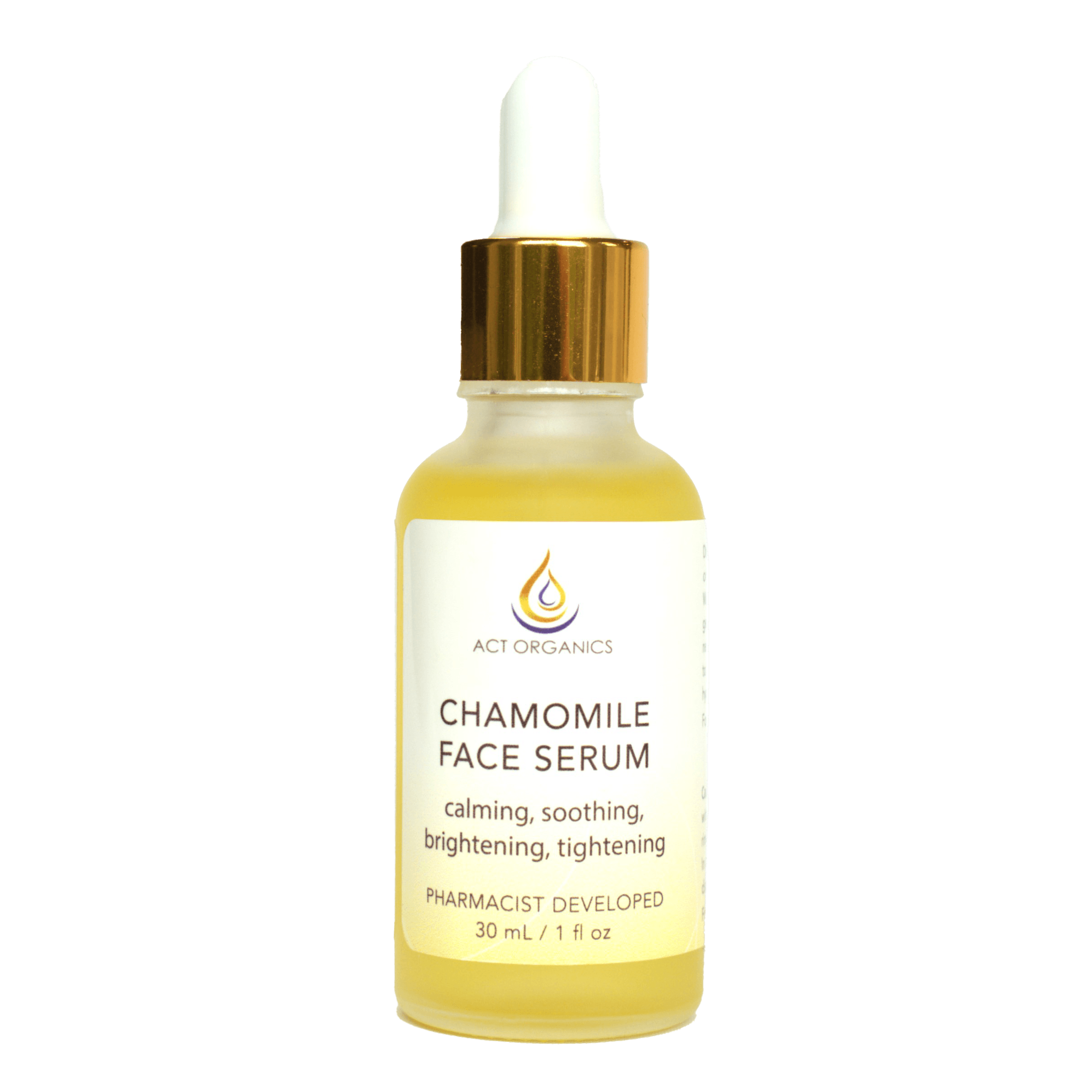 Calming and Soothing Face Serum, Lightweight and Moisturizing, All-Natural with Chamomile - ACT ORGANICS